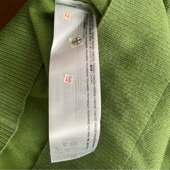 Mango Green Polo Sweater V Neck Top Medium - Picture 6 of 10